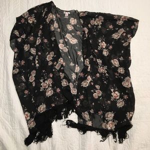 Black floral kimono